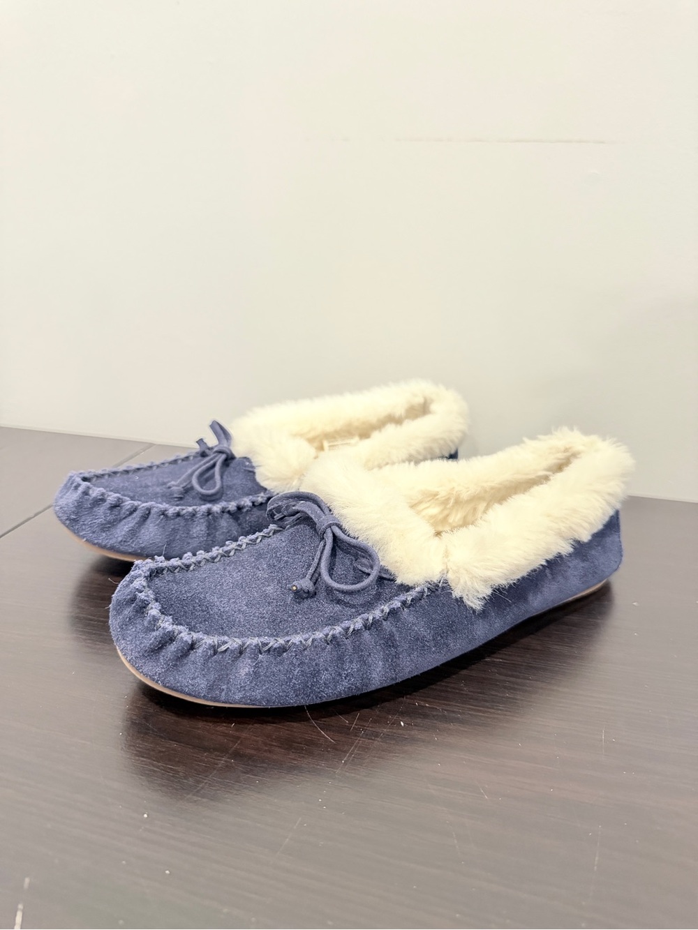Talbots Faux Fur Blue Genuine Leather Faux Fur Women's Loafers